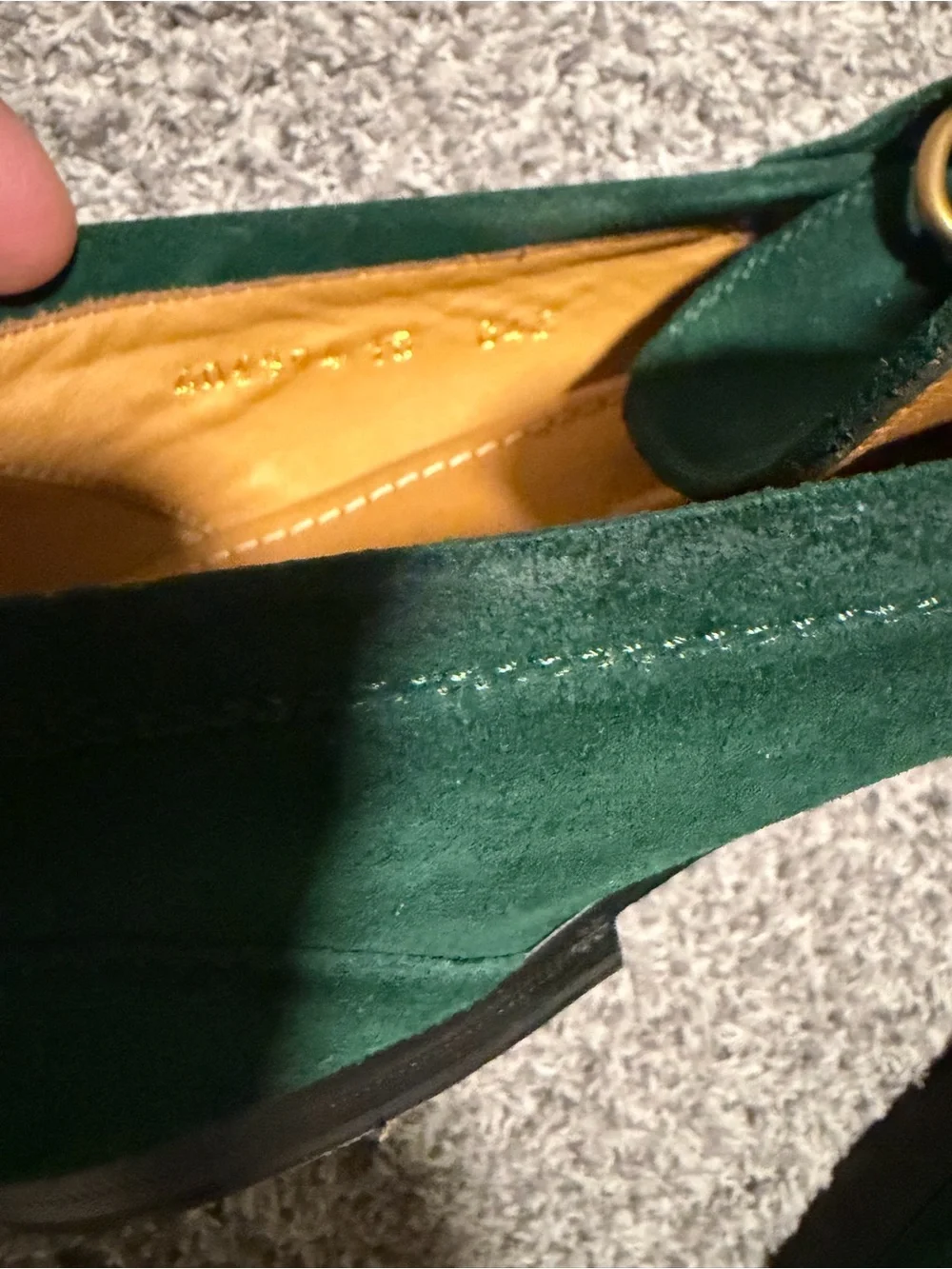 Gucci Green Jordaan Suede Horsebit Loafers for Men